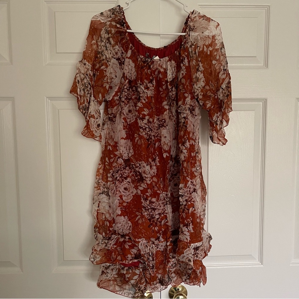 Off-The-Shoulder Floral Tiered Mini Dress